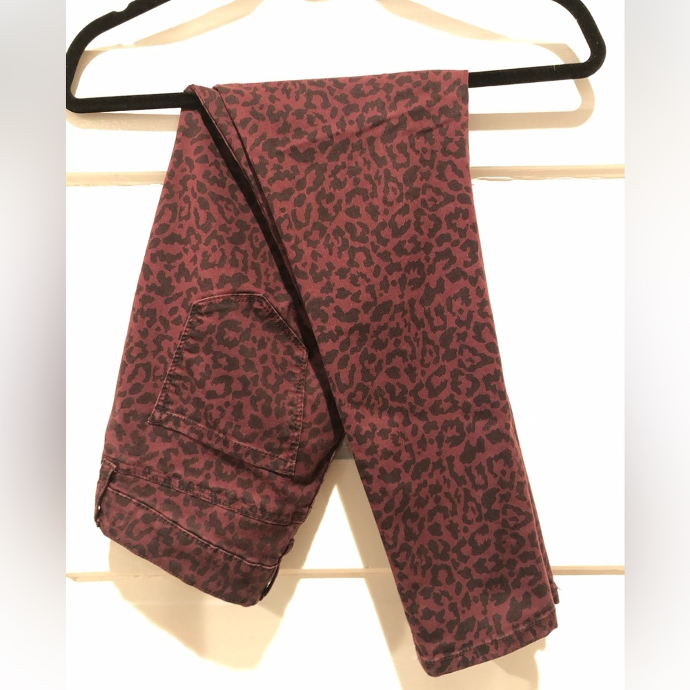 Burgundy Leopard Pants, Arizona Co. Size 5